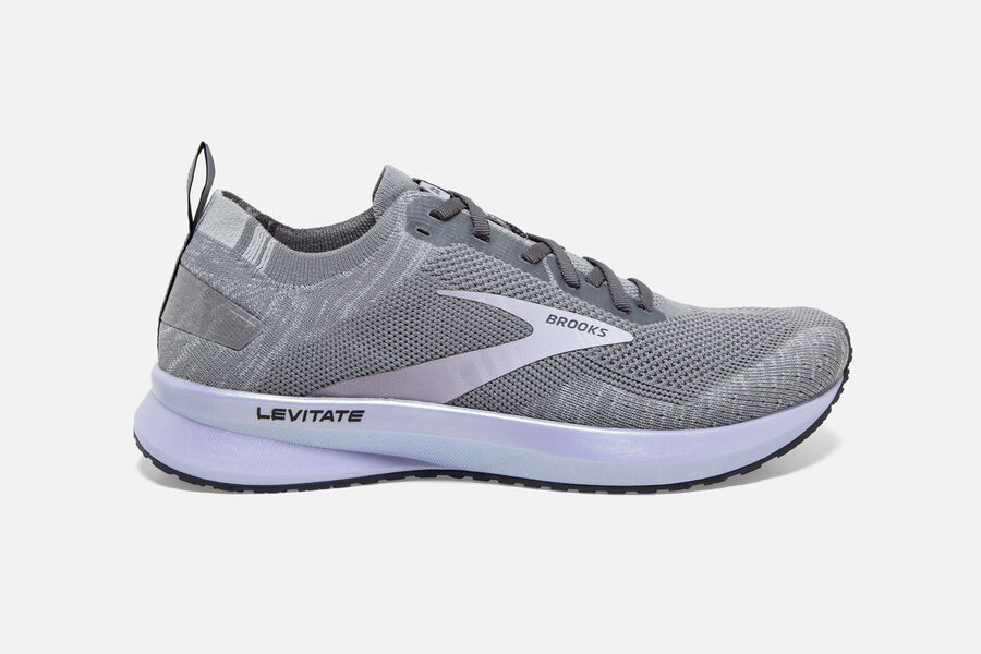 Brooks Levitate 4 Road Running Shoes Womens Grey/Purple 398107-PGN